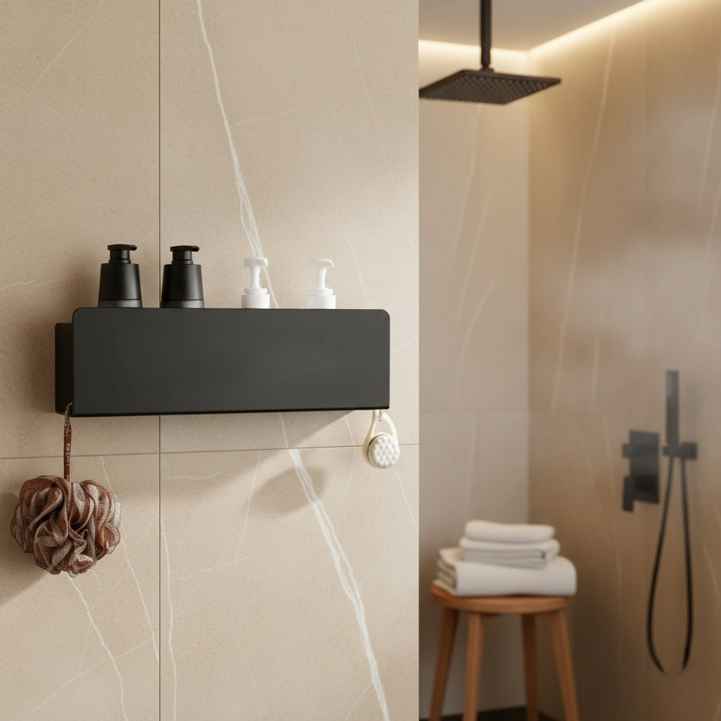 Étagère Murale de Salle de Bain avec Crochets