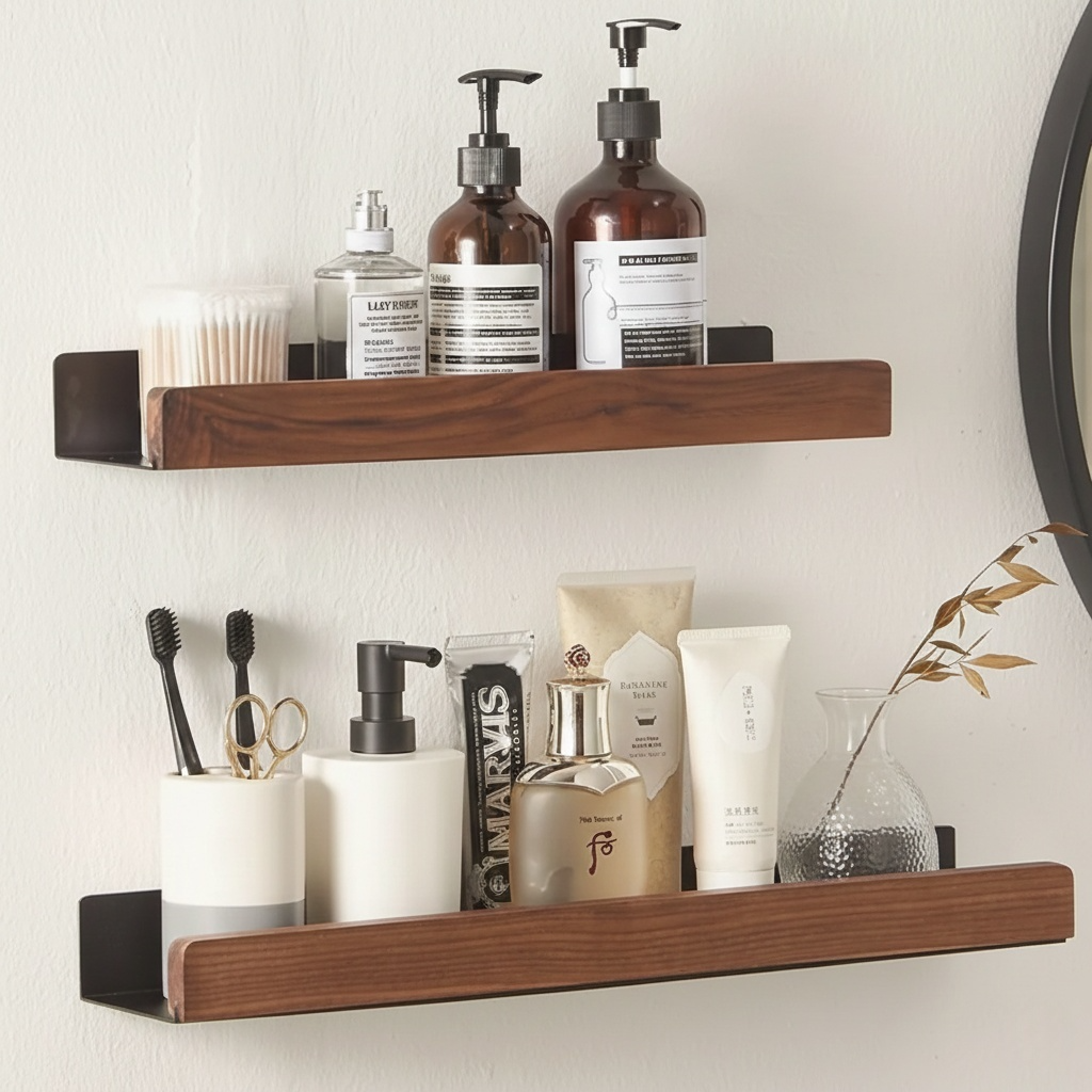 Étagère Murale en Bois et en Aluminium