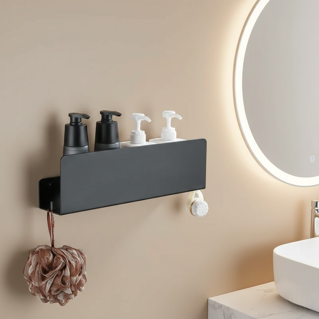 Étagère Murale de Salle de Bain avec Crochets
