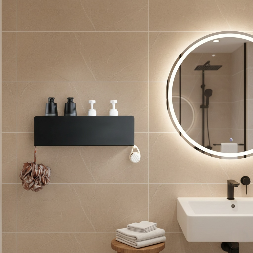 Étagère Murale de Salle de Bain avec Crochets