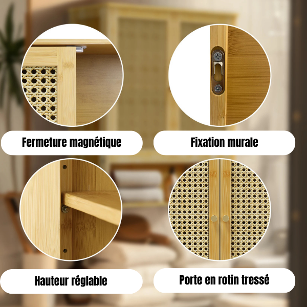 Armoire Murale en Bambou de Salle de Bain ANCHOR.STUDIO