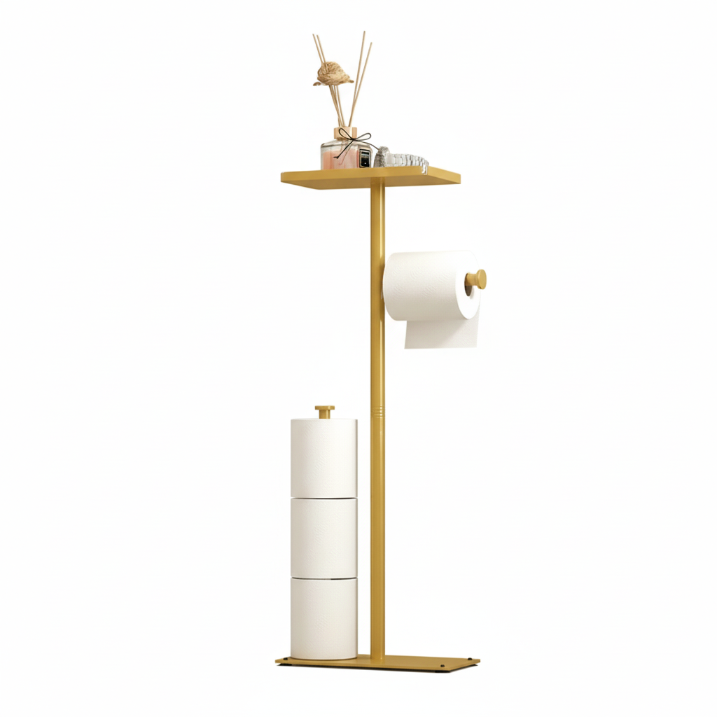 Porte-Papier Toilette sur Pied Doré