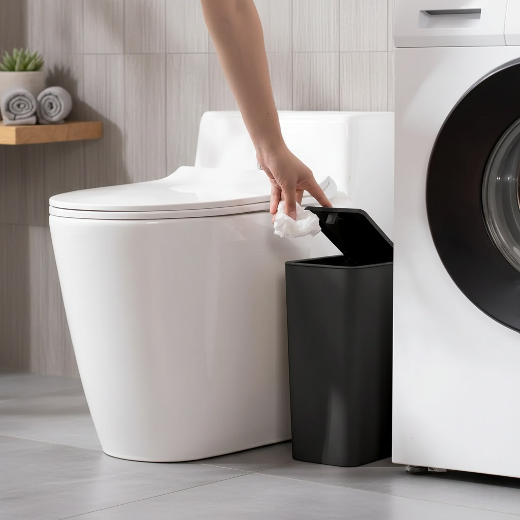 Poubelle de Salle de Bain et Toilettes – Couvercle à Pression
