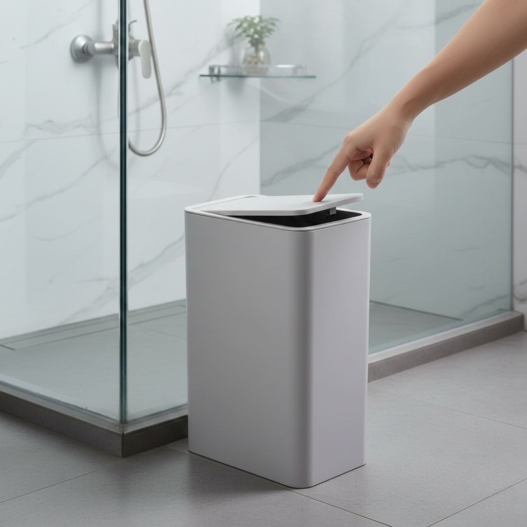 Poubelle de Salle de Bain et Toilettes – Couvercle à Pression