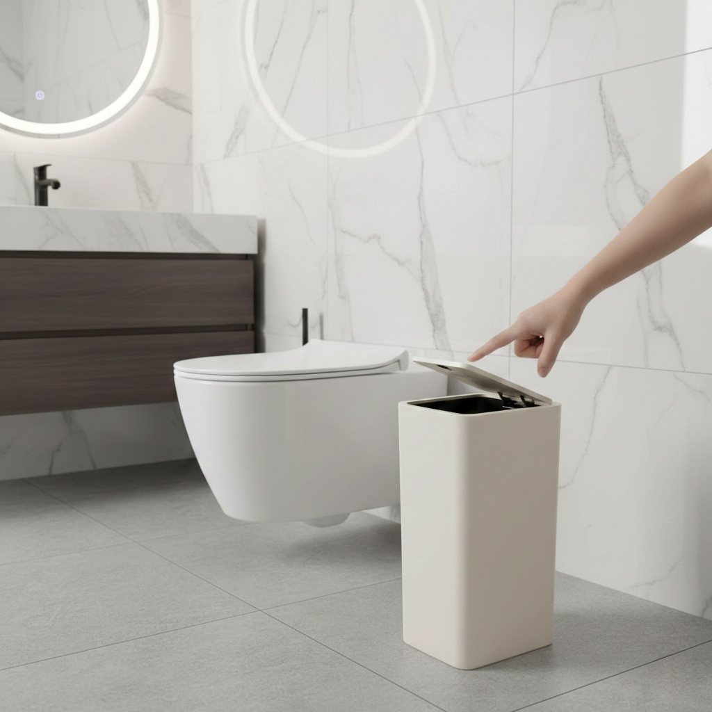 Poubelle de Salle de Bain et Toilettes – Couvercle à Pression