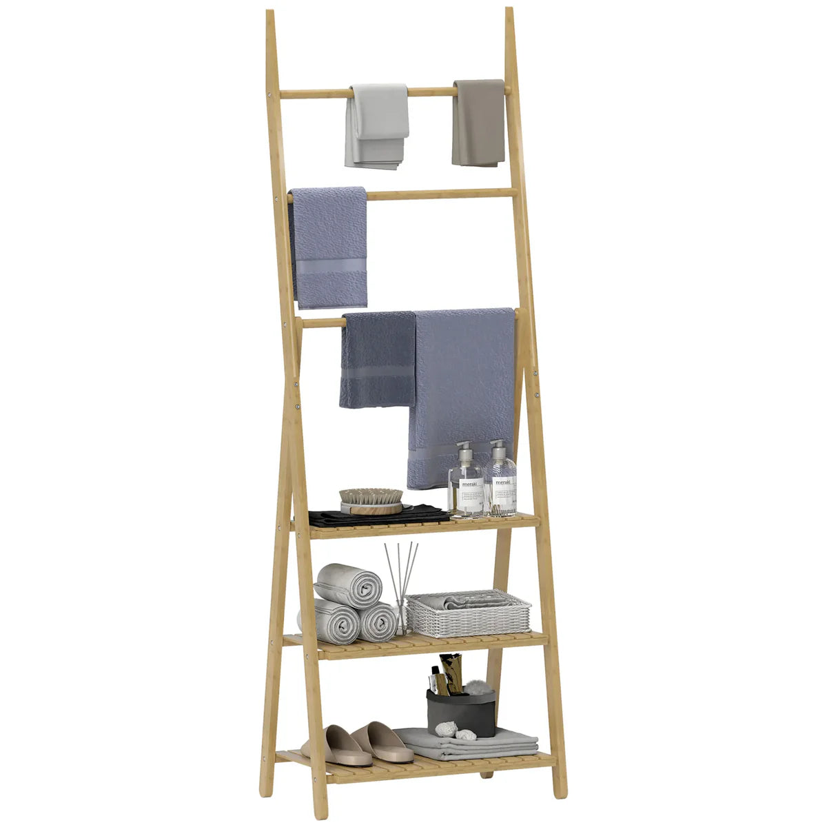 Étagère Porte-Serviettes en Bambou